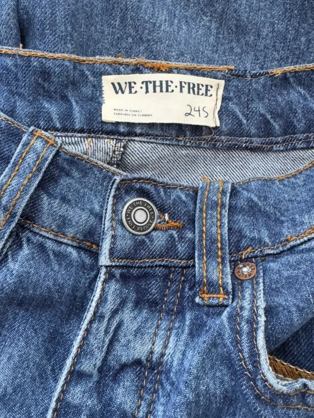 Free People Old West Slouchy Wide Leg Jeans Blue 24 SHORT